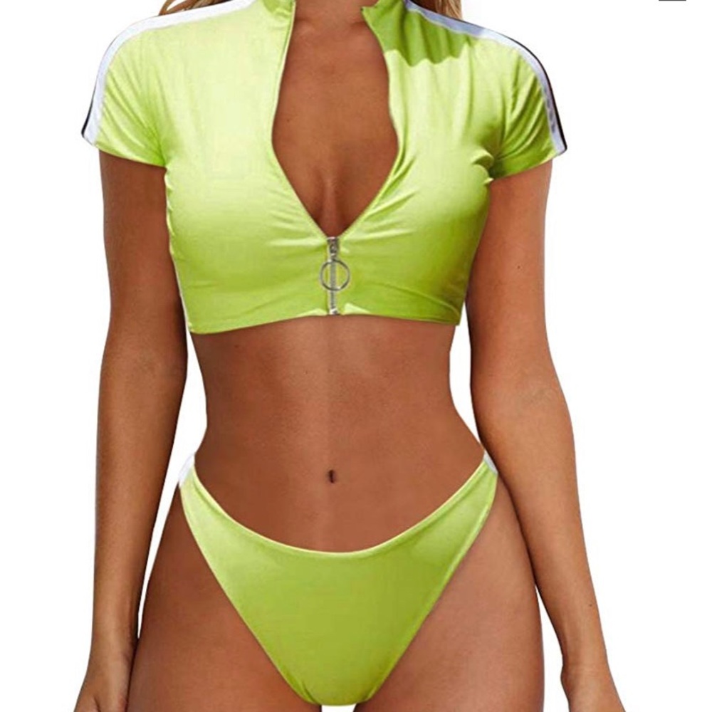 Neon green 2 bathing suit